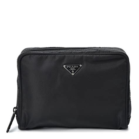 prada large cosmetic case|Prada nylon makeup case.